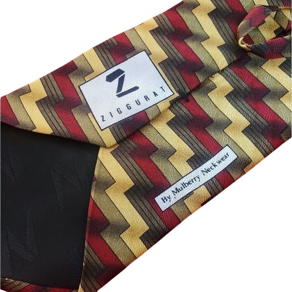 Ziggurat Tie Mulberry Neckwear Geometric Patterned Silk‎ Blend